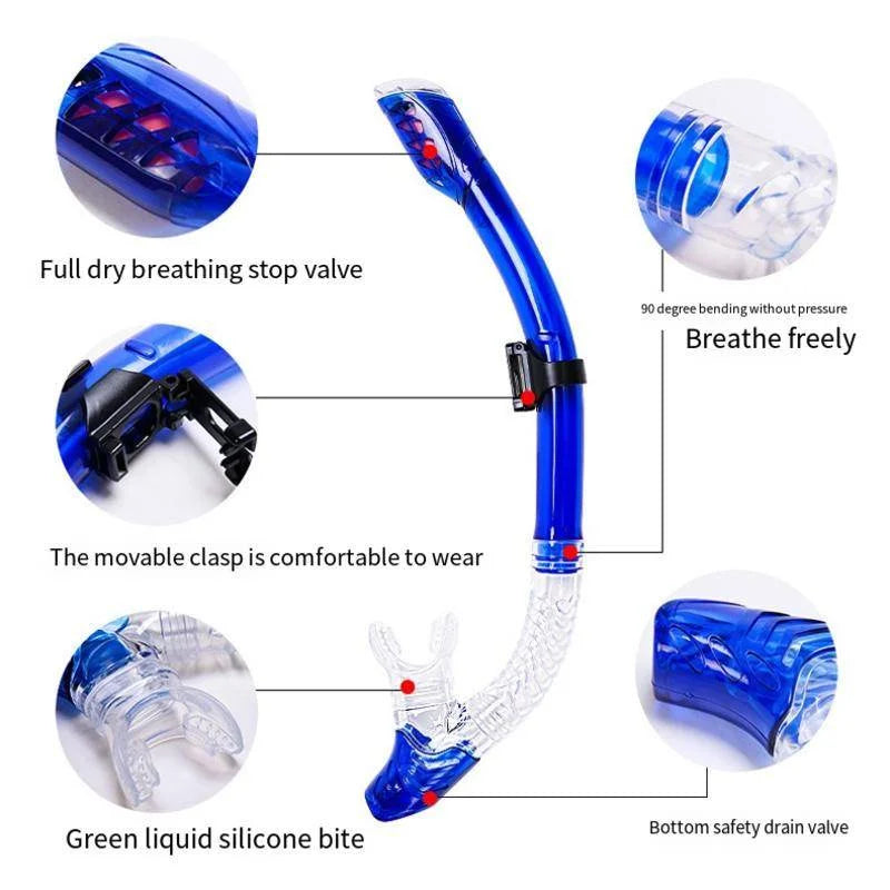 Fully Dry Diving Snorkel Equipment Adults Silicone Breathing Apparatus Swimming Waterproof Snorkel Anti-Wave Breathing Tube