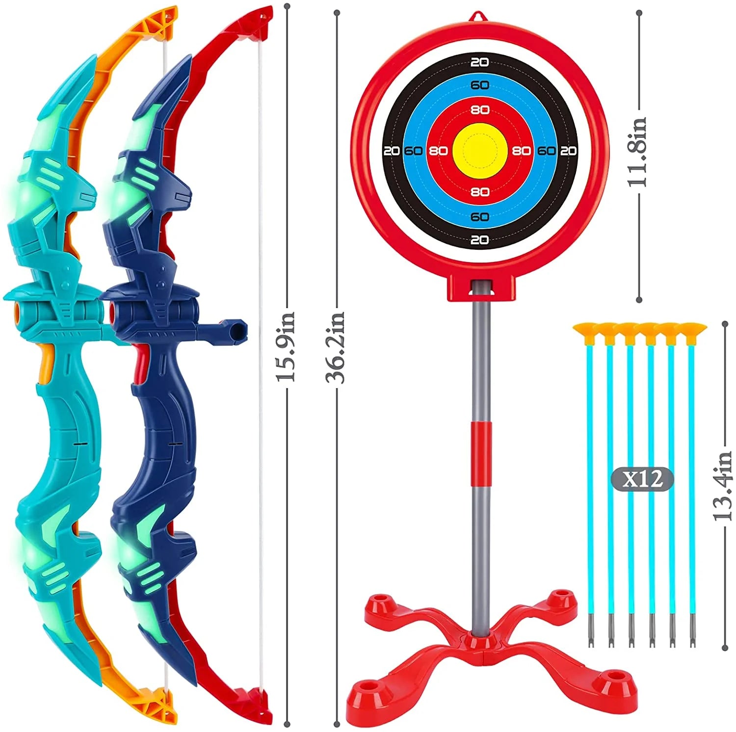2 Pack Bow and Arrow for Kids with LED Flash Lights